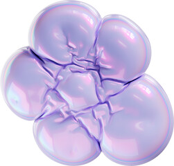 3d holographic pastel purple iridescent shape, modern futuristic abstract inflatable form isolated clipart. Render of geometric illustration