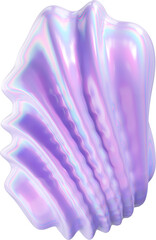 3d holographic pastel purple iridescent organic shape, modern futuristic abstract nature form isolated clipart. Render of geometric illustration