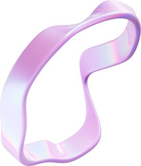 3d holographic pastel purple iridescent shape, modern futuristic abstract ribbon form isolated clipart. Render of geometric illustration