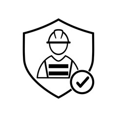 Work Safety icon, Safety first, protections. Flat vector illustration isolated on white background