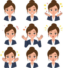 Pixel Art Business Woman Expressing Emotions