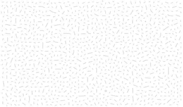 Abstract monochrome chaotic dot pattern vector illustration featuring gray dashed lines and scattered confetti style elements on a white surface for creative graphic design and print projects