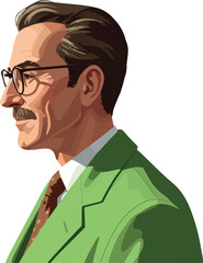Pixel Art Man With Glasses and Green Suit Isolated