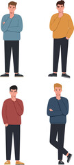 Pixel Art Men Thinking Pensive Posing Casual Outfits Isolated