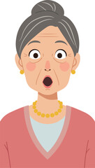 Pixel Art Old Woman Surprised Expression Flat Design Isolated