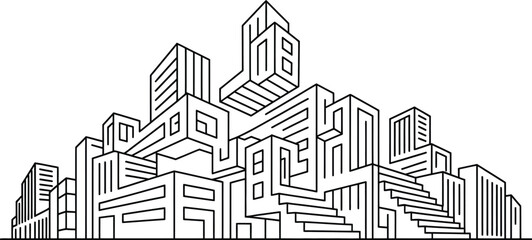 Modern city buildings in perspective skyline architecture urban design vector