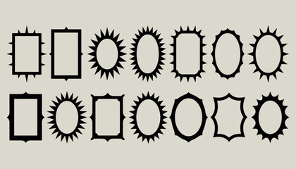 Black ornate empty frames on beige background