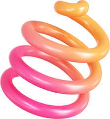 3D Playful colorful gradient rainbow spiral shape, creative graphic abstract form isolated clipart. Render of geometric modern illustration