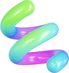 3D Playful colorful gradient rainbow spiral shape, creative graphic abstract form isolated clipart. Render of geometric modern illustration