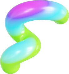 3D Playful colorful gradient rainbow spiral shape, creative graphic abstract form isolated clipart. Render of geometric modern illustration