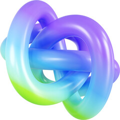 3D Playful colorful gradient rainbow shape, creative graphic abstract form isolated clipart. Render of geometric modern illustration