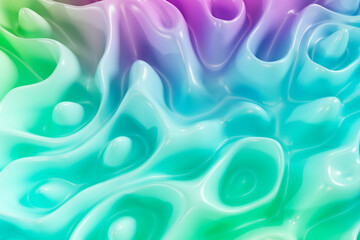 3d blue and turquoise gradient plastic wavy abstract background, bright colorful futuristic modern illustration wallpaper