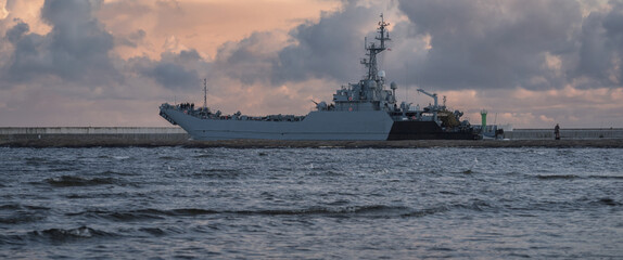 POLISH NAVY - The landing ship is heading out to sea
