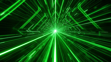 Futuristic Digital Data Stream with Bright Green Light Effect