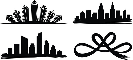 Obraz premium Urban cityscape building silhouette architecture design template vector illustration