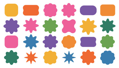 Colorful star and square shapes on white background stars squares