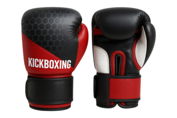 Red and Black Boxing Gloves for Kickboxing Training Isolated on a Transparent Background