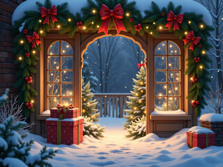 christmas tree in front of the house