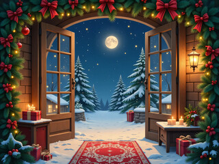 christmas tree in front of a house