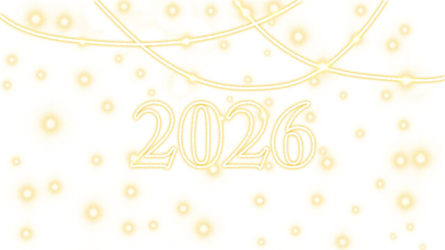 2026年を祝う　抽象的な金色に輝くライトペインティング
