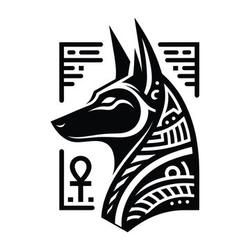 Stylized Anubis Head Logo - Ancient Egyptian Vector Illustration