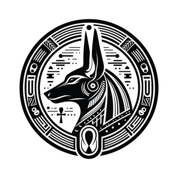 Stylized Anubis Head Logo - Ancient Egyptian Vector Illustration