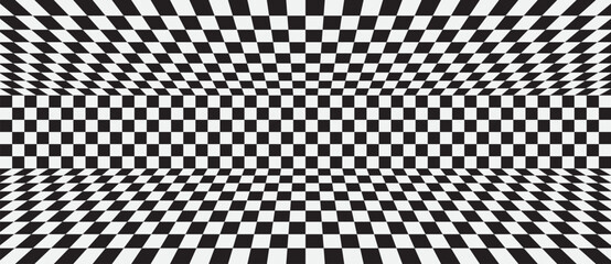 Abstract 3D checkered background with optical illusion perspective. Perfect for retro, psychedelic, or modern design projects.