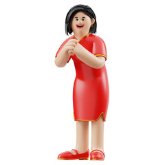 3D Rendering of Woman in Traditional Dress