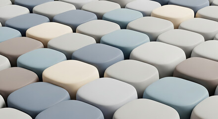 Obraz premium Abstract 3D Rounded Cubes Pattern in Neutral Pastel Colors