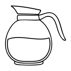 Dibujo sencillo con l&iacute;neas de jarra de caf&eacute; de cristal 