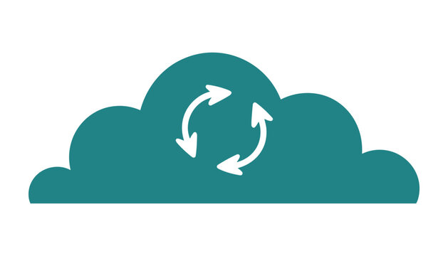 Teal cloud with white circular arrows