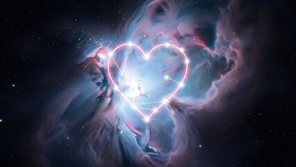 Heart shaped nebula in space.