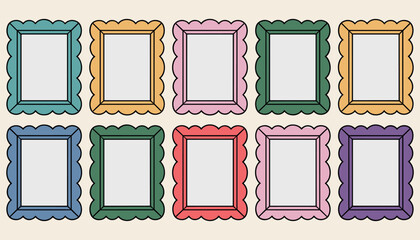 Colorful frames with scalloped edges empty frames frame templates