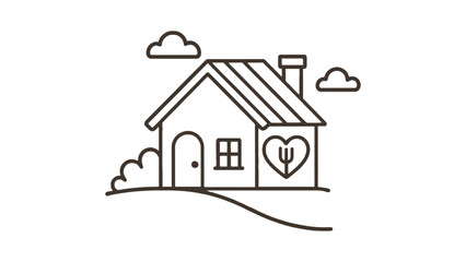 Fototapeta premium Cozy home illustration with heart symbol and fork, representing a welcoming place for food or family