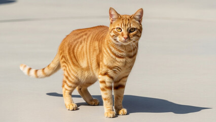 Fototapeta premium Ultra Sharp Full Body Orange Tabby Cat Standing Calmly With Perfect Proportions And Natural Lighting