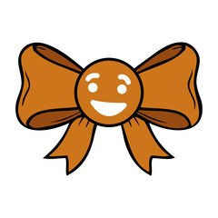 Dibujo sencillo con l&iacute;neas de cabeza de hombre de pan de jengibre con lazo de cinta de regalo para tarjetas y felicitaciones de Navidad