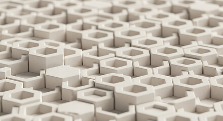 Abstract 3D White Hexagonal Geometric Pattern Background