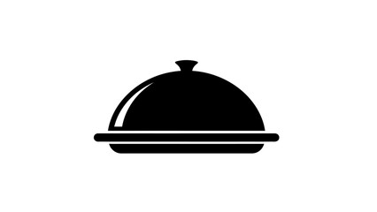 Black silhouette of a covered food platter or cloche icon