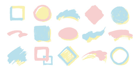 Three-Color Pastel Abstract Brush Shapes for Frames and Title Backgrounds