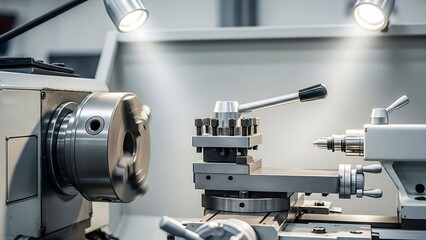 Industrial metalworking machinery in factory.