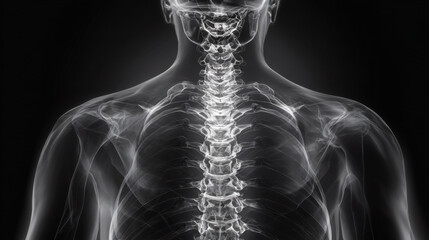 Spine x ray human skeleton cervical vertebra thoracic vertebra medical scan radiology image neck bone back pain spinal column healthcare concept spine x ray human skeleton cervical vertebra