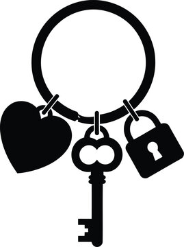 Minimalist keychain with heart and lock symbols Vector