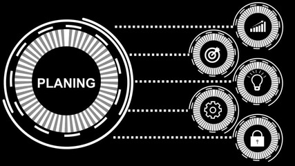 Futuristic planning concept displayed with glowing digital interface - Powered by Adobe