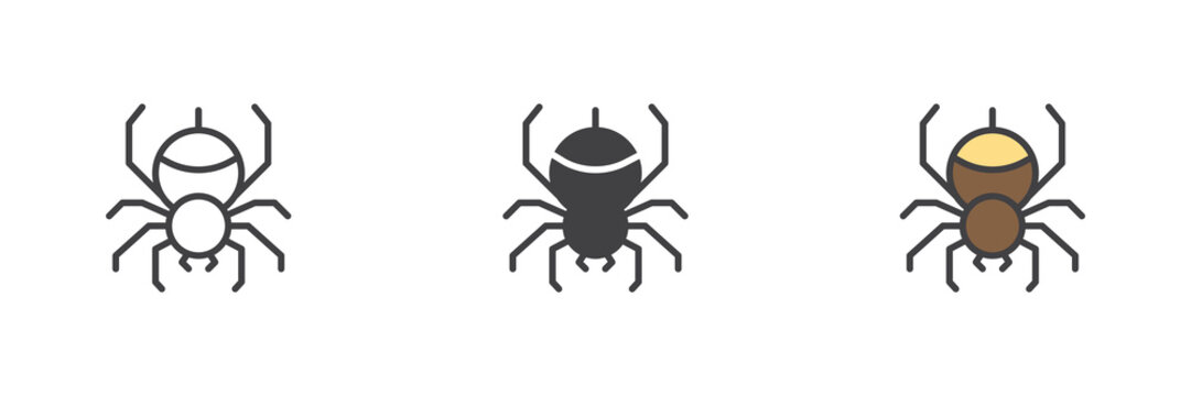 Spider line, solid and colorful different style icon set pack