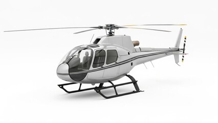 minimalist visualization of a helicopter model isolated on a pure white background, emphasizing clean design and modern aesthetics