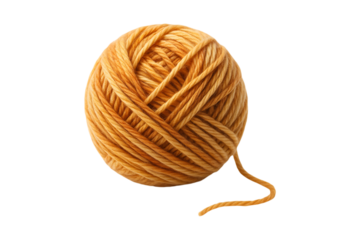 Orange Knitting Yarn Wool Ball Isolated on a Transparent Background