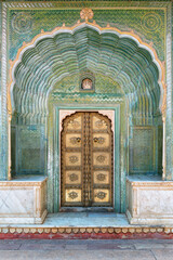 The architecture of the City Palace in Jaipur, Rajasthan, India