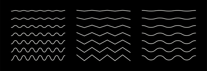 Vector zigzag and wavy horizontal underline. Waves line set in color of the year. Set of wavy lines. Wave ornament pattern. Wave thin line background.