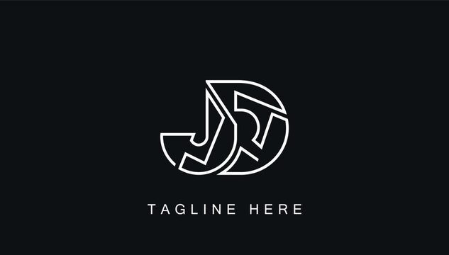 connected lining alphabet letter jd logo design