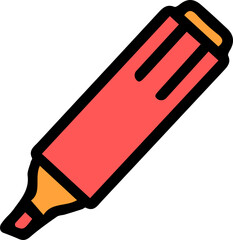 Vibrant red pencil icon with yellow tip on black
